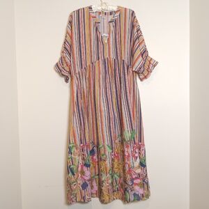 johnny was dolman shirt dress Floral Embroidered Midi Dress with Dolman Sleeves